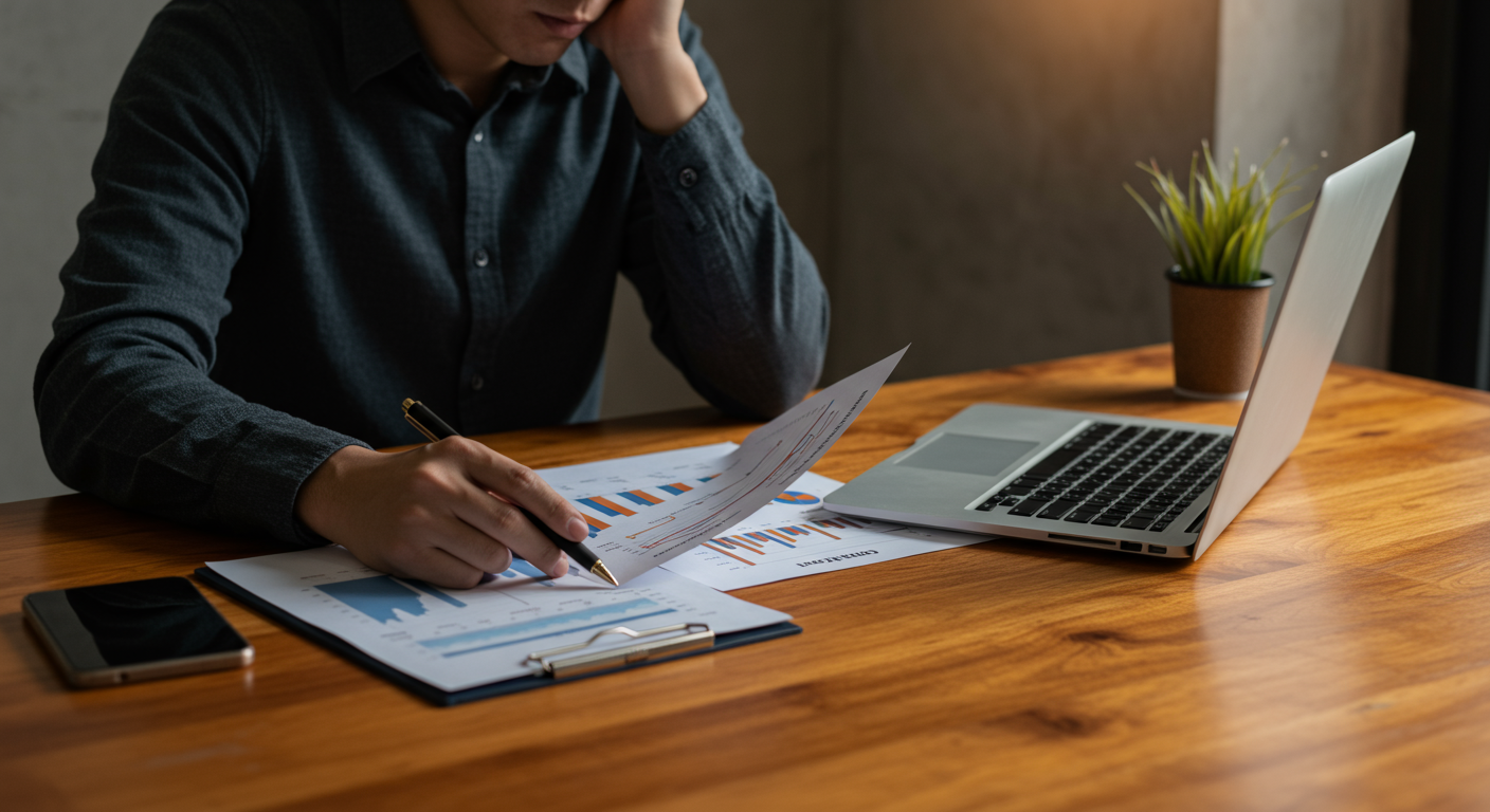 Osoba analizująca wykresy konwersji