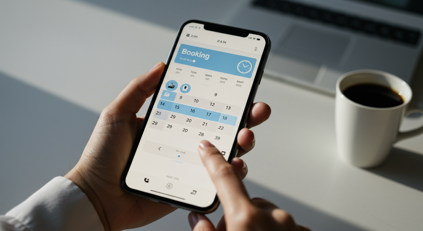 Smartfon z otwartym kalendarzem rezerwacji